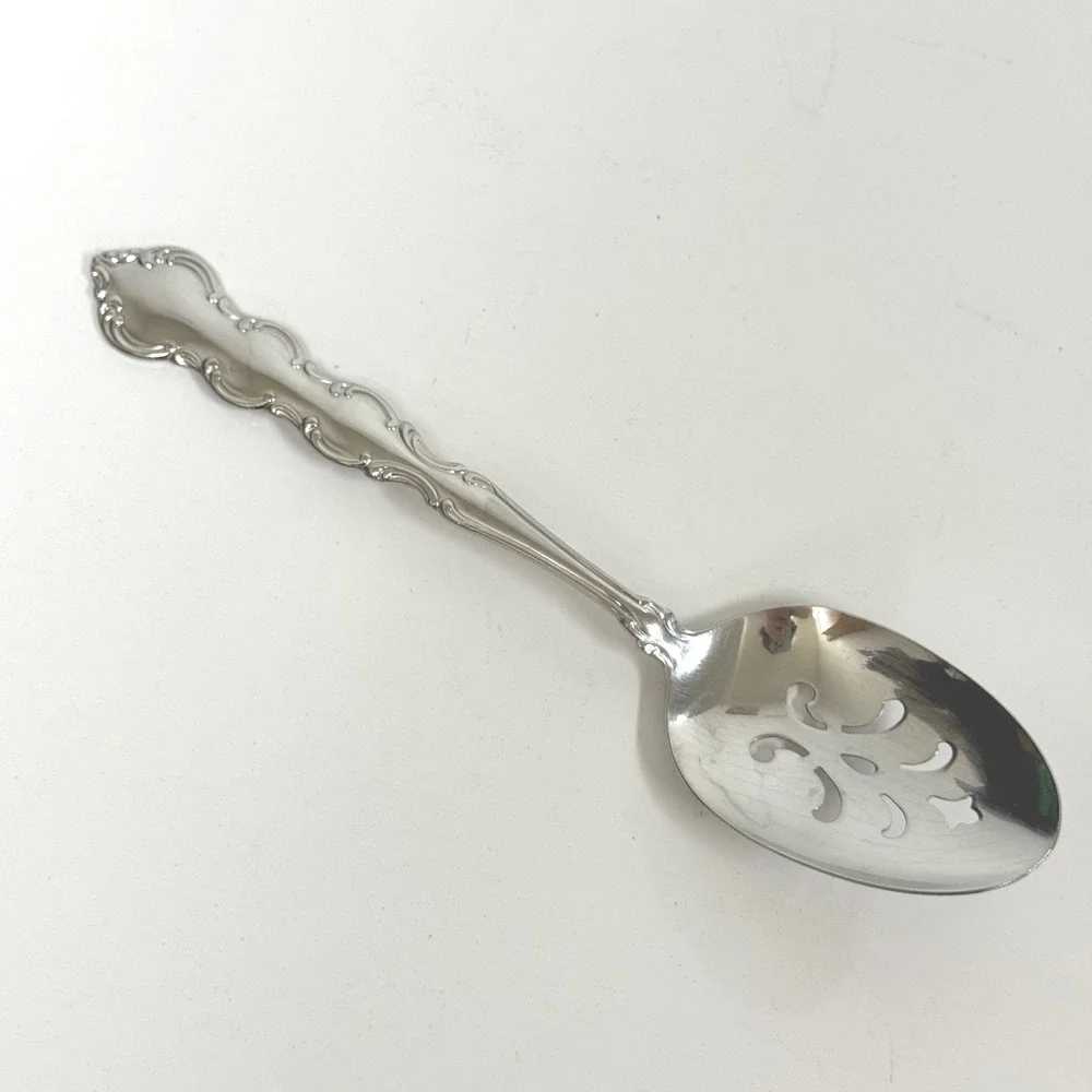 Oneida Deluxe MOZART Stainless Pierced Slotted Serving Spoon 8.25 Inch